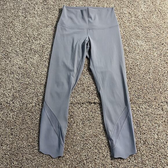 Lululemon Pants Womens 6 Purple High Rise Mesh Panel Scallop Hem Yoga Athletic - Picture 1 of 7
